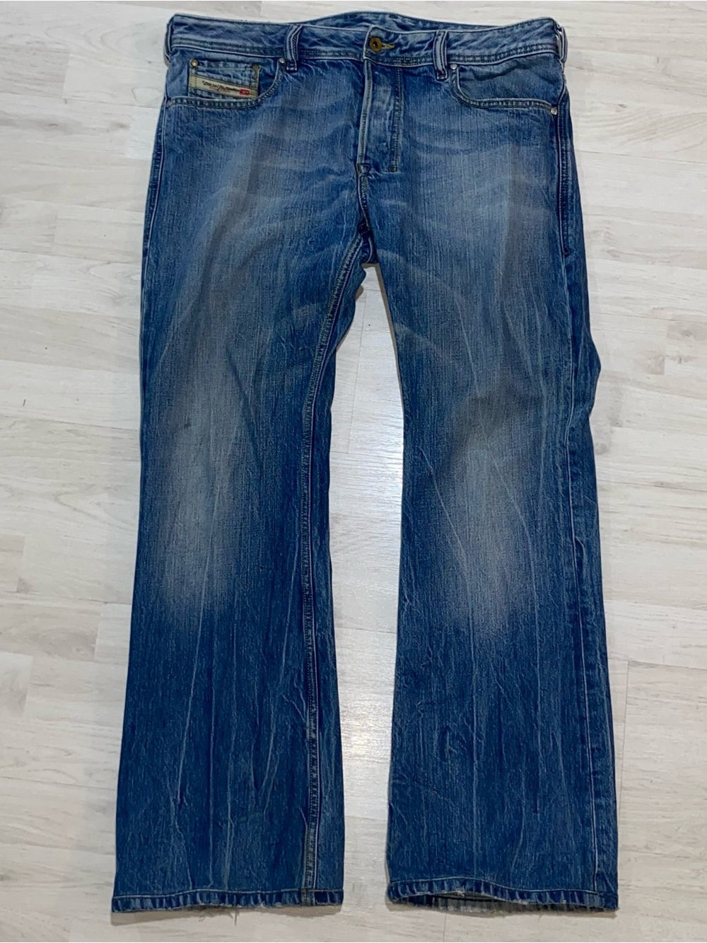 Diesel Zathan Jeans Mens 33x32 Regular Bootcut Distressed 0072H Made In Italy